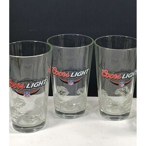 Coors Light NFL Official Beer Sponsor Mountain Glassware Logo Etched Set of 3